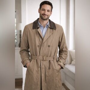 RAINFOREST Tan Trench Coat with Dark Collar